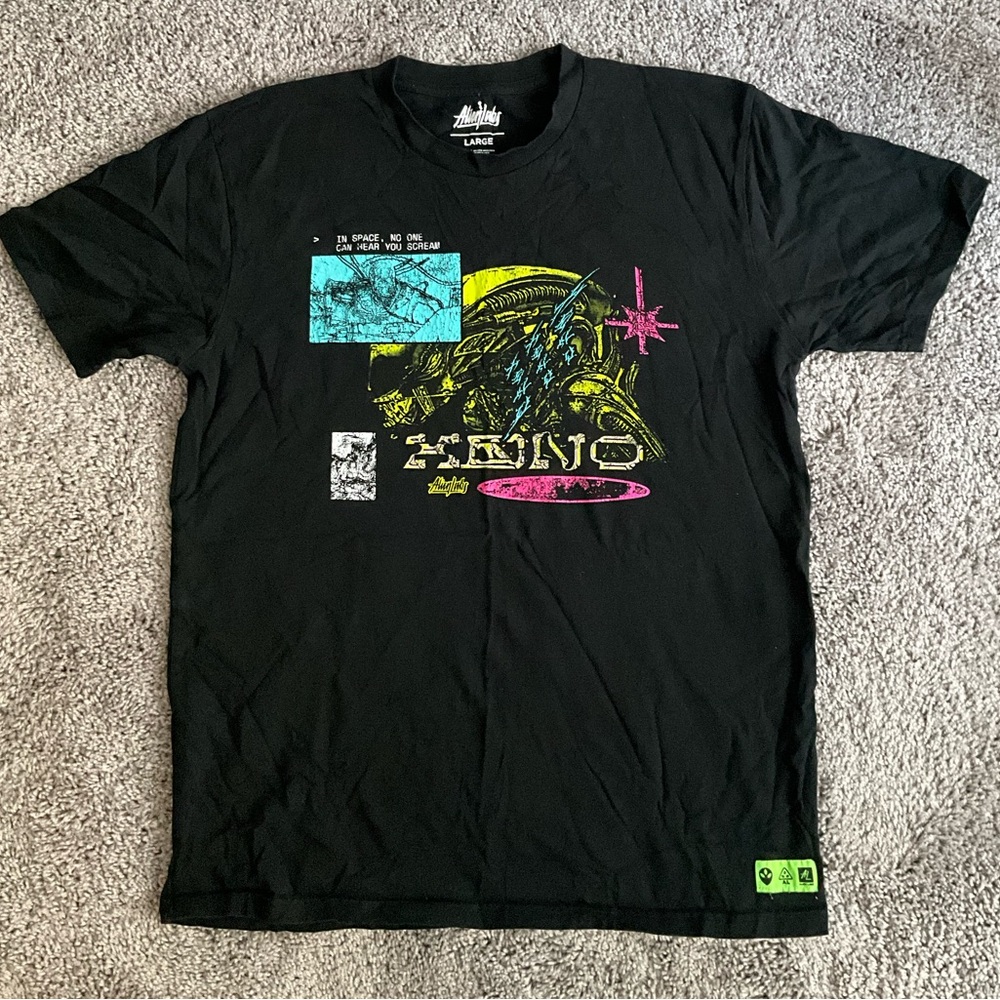 Black Graphic Tee with Colorful Design